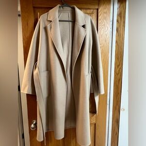 Wool light beige cream bell sleeved coat